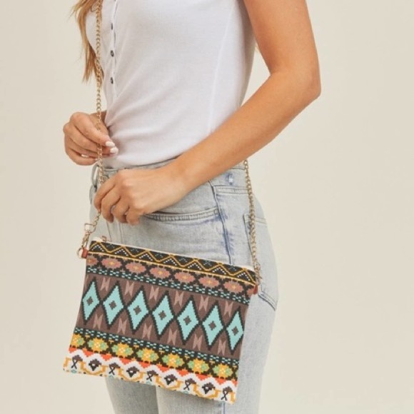 NWT Aztec Print Crossbody - Picture 1 of 6